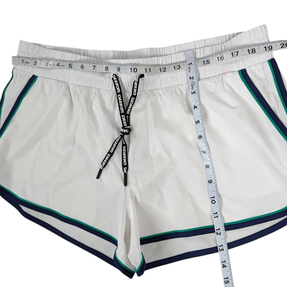Love & Sports XL Running Shorts White Green Womens Retro Brief Liner Quick Dry - Picture 10 of 11